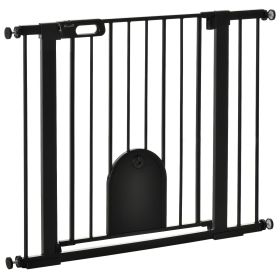 30"-41" Extra Wide Pet Gate Barrier with Small Door, 30"H Dog Gate with Safety Gate Barrier, Stair Pressure Fit, Black