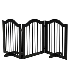 24"H Foldable Dog Gate, 3 Panels Freestanding Pet Gate Barriers Indoor with Support Feet, Puppy Fence for Small Dogs, Black