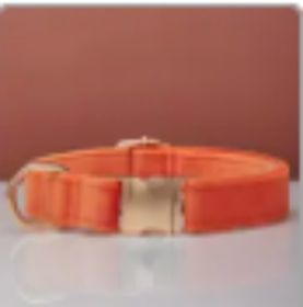 Multiple Colour Velvet Personalise Dog Collar Leash Set With Bow (Option: Orange-L)