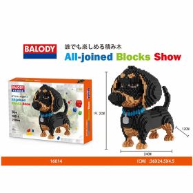 Cartoon Dog Building Blocks Mini Dachshund Poodle Doberman Model Children's Toy Gift Dog Pet Building Blocks (Color: 16014, size: With box)