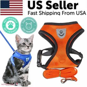 Cat Dog Pet Harness Adjustable Control Vest Dogs Reflective S M L XL Leash (Color: Orange, size: S)