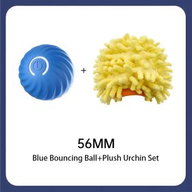Interactive Bouncing Ball For Dogs,Automatic Smart Toy, Self-moving Rotating Stimulating Pet Entertainment, Noise-Reducing Urchin Cover (size: Blue Ball(56mm)+Plush Urchin Set  GTIN)